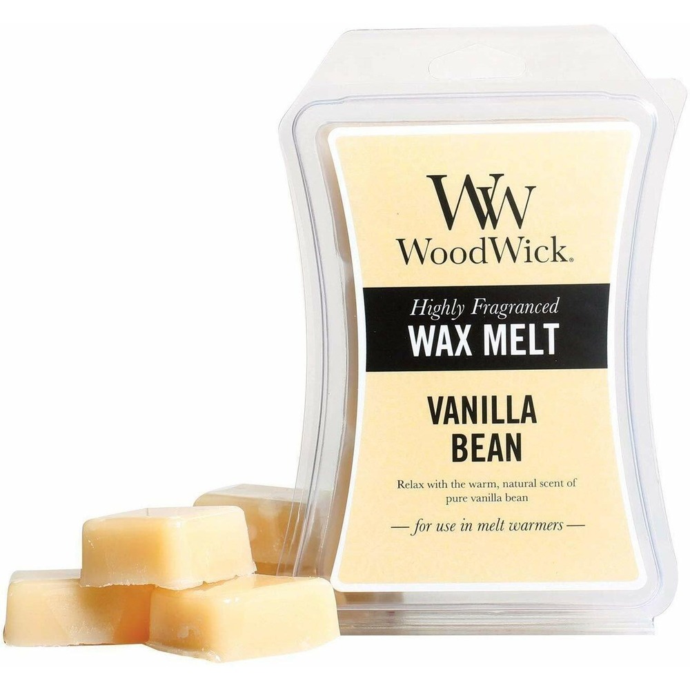 NEW Vanilla Bean WoodWick Hourglass‎ 3 oz Wax Melts Fragranced 4 Scentsy Warmers